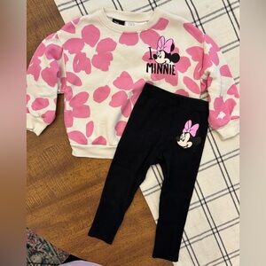 Zara Disney Minnie Mouse Matching Set Sweatshirt and Leggings Toddlers Girls 2T